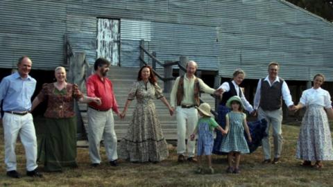 MFS dancers in a line outside the Yarralumla Woolshed