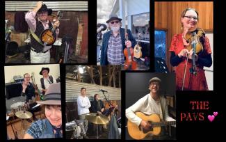 Coolage of Paverty Bush Band members: top ltr - Graham, Bob, Sarahbootom ltr - Simone, Rick & Bryan, Rick
